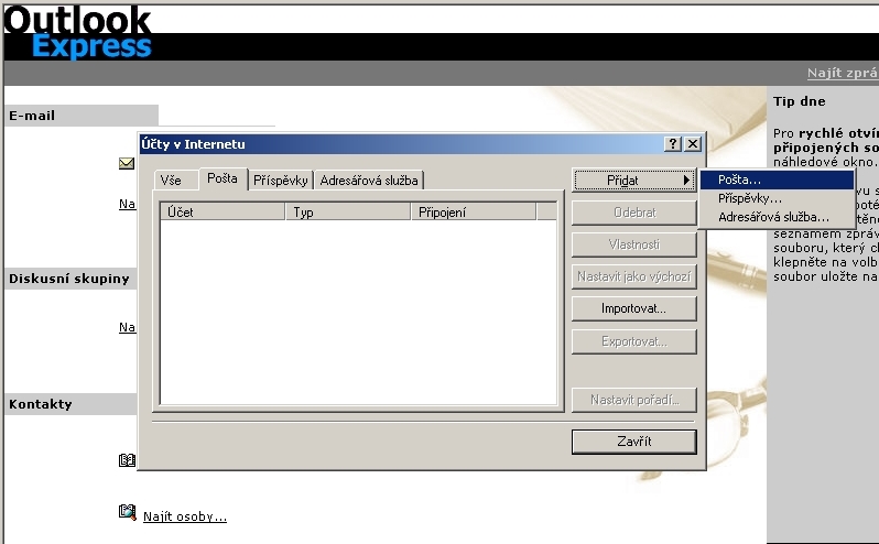 Nstroje - ty Outlook Express