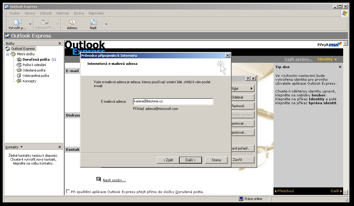 Jmno - nastaven mailu Outlook Express