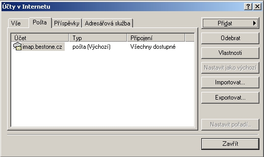 Pehled - Outlook Express - nastaven mailu